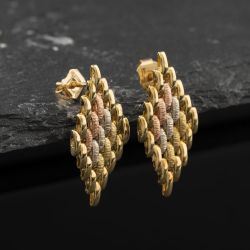 Second Hand 9ct Three Colour Gold 21mm Chainlink Dropper Earrings 41174563