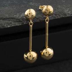 Second Hand 9ct Yellow Gold 35mm Ball Bar Dropper Earrings 41174565