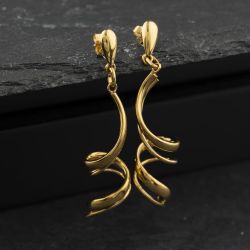 Second Hand 9ct Yellow Gold 40mm Twist Dropper Earrings 41174566