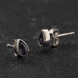 Second Hand White Gold 6mm Amethyst Set Tear Drop Stud Earrings 41174608