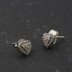 Second Hand 9ct White Gold 3mm 0.24ct Diamond Halo Cluster Heart Stud Earrings 41174675