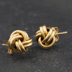 Second Hand 9ct Yellow Gold 8.9mm Wool Knot Stud Earrings 41174682