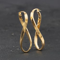 Second Hand 9ct Yellow Gold 40mm Oval Twist Hoop Earrings 41174687