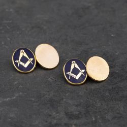 Second Hand Vintage 9ct Yellow Gold Enamel Oval Masonic Cufflinks 41191019