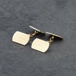 Second Hand Vintage 9ct Yellow Gold Engine Turn Chain Link Cufflinks 41191026