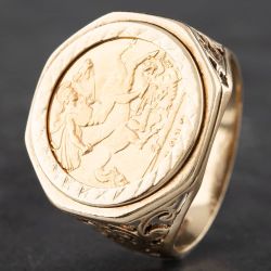 Second Hand 9ct Yellow Gold 1913 Half Sovereign Coin Ring 41201010BND
