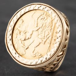Second Hand 9ct Yellow Gold 1912 Half Sovereign Coin Ring 41201011BND