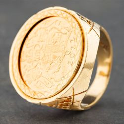 Second Hand 9ct Yellow Gold Full Sovereign 2022 Royal Arms QEII Coin Ring 41201039BND