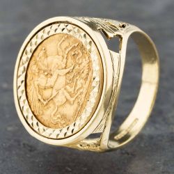 Second Hand 9ct Yellow Gold 1913 Half Sovereign Coin Ring 41201053BND