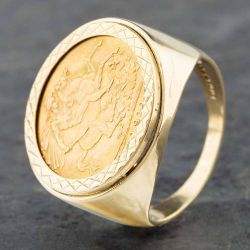 Second Hand 9ct Yellow Gold 1911 Full Sovereign Coin Ring 41201054BND