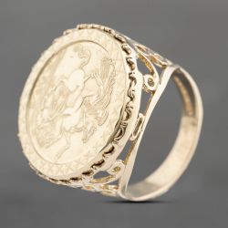 Second Hand 9ct Yellow Gold St George Coin Ring 41201223