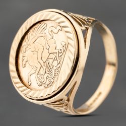 Second Hand 9ct Yellow Gold St George Coin Ring 41201225