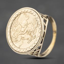 Second Hand 9ct Yellow Gold St George Coin Ring 41201231