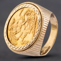 Second Hand 9ct Yellow Gold 1927 Full Sovereign Coin Ring 412012410BND