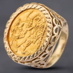 Second Hand 9ct Yellow Gold 1911 Full Sovereign Coin Ring 412012414BND