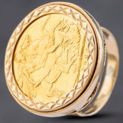 Second Hand 9ct Yellow Gold 1890 Full Sovereign Coin Ring 412012415BND