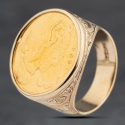 Second Hand Yellow Gold 1909 Half Sovereign Coin Ring 41201250