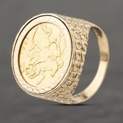 Second Hand Yellow Gold 1893 Queen Victoria Half Sovereign Coin Ring 41201251