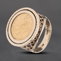 Second Hand 9ct Yellow Gold 1911 George V Half Sovereign Coin Ring 41201258BND