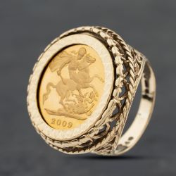 Second Hand 9ct Yellow Gold 2009 Queen Elizabeth II Half Sovereign Coin Ring 41201264BND