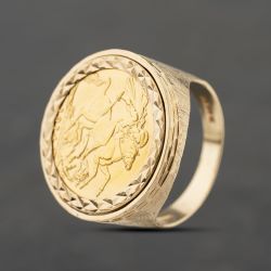 Second Hand Yellow Gold 1914 Full Sovereign Coin Ring 41201273