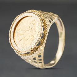 Second Hand Yellow Gold 1912 Half Sovereign King George Coin Ring 41201278