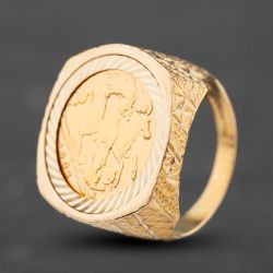 Second Hand 9ct Yellow Gold Edward VII 1902 Half Sovereign Coin Ring 41201281BND