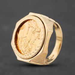 Second Hand 9ct Yellow Gold Queen Elizabeth II 1981 Full Sovereign Coin Ring 41201282BND
