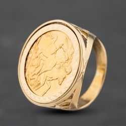 Second Hand 9ct Yellow Gold Edward VII 1905 Full Sovereign Coin Ring 41201283BND