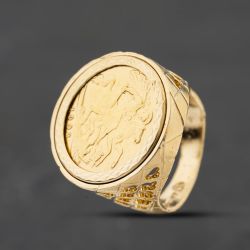 Second Hand 9ct Yellow Gold Edward VII 1902 Half Sovereign Coin Ring 41201286BND