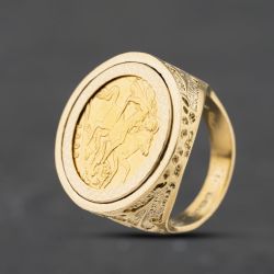 Second Hand 9ct Yellow Gold Edward VII 1908 Half Sovereign Coin Ring 41201289BND
