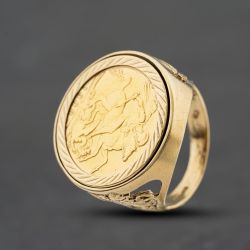 Second Hand Yellow Gold 1908 Full Sovereign Coin Ring 41201296