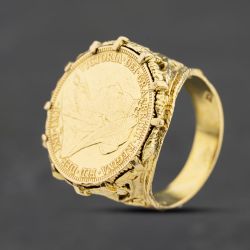 Second Hand Vintage Yellow Gold Queen Victoria 1896 Full Sovereign Coin Ring 41201304