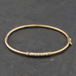 Second Hand 9ct Three Colour Gold Rotating Beads Hinged Bangle 412102163279