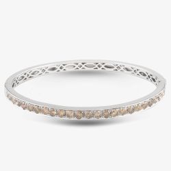 Second Hand 18ct White Gold 3.25ct Brilliant Cut Diamond Cognac Standard Hinged Bangle 4121050