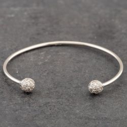 Second Hand 9ct White Gold Cubic Zirconia Pave Set Standard Torque Bangle 41211223