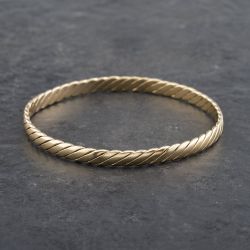 Second Hand 9ct Yellow Gold Twist Design Medium Simple Bangle 41211300