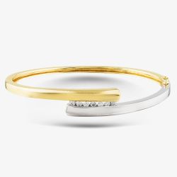 Second Hand 18ct Two Colour Gold Crossover Channel Standard Hinged Bangle 41211330