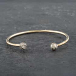 Second Hand 9ct Yellow Gold Cubic Zirconia Set Standard Torque Bangle 41211346