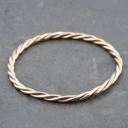 Second Hand 9ct Two Colour Gold Twisted Standard Simple Bangle 41211361
