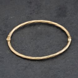 Second Hand 9ct Yellow Gold Twist Hinged Bangle 41211380