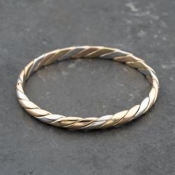 Second Hand 9ct Three Colour Gold Hinged Bangle 41211383