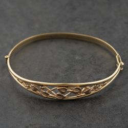 Second Hand 9ct Two Colour Gold Clogau Tree Of Life Hinged Bangle 41211425