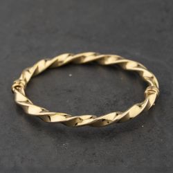 Second Hand 9ct Yellow Gold Twist Hinged Bangle 41211426