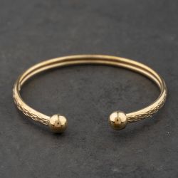 Second Hand 9ct Yellow Gold Celtic Style Pattern Torque Bangle 41211437