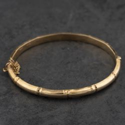 Second Hand 9ct Yellow Gold Bamboo Hinged Bangle 41211454