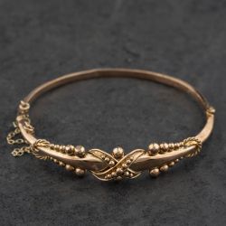 Second Hand Antique Rose Gold Fancy Small Hinged Bangle 41211455