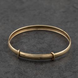 Second Hand 9ct Yellow Gold Diamond Set Small Expandable Bangle 41211468