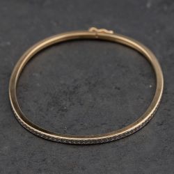 Second Hand 9ct White Gold Patterned Hinged Bangle 41211471