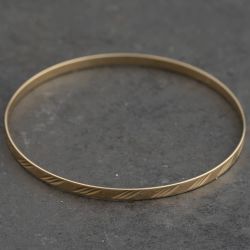 Second Hand 9ct Yellow Gold Engraved Simple Bangle 41211482